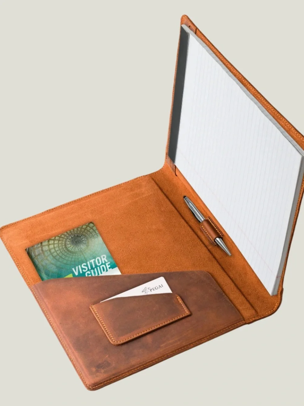 Atelier Pegai Cognac Full Grain Leather A4 Portfolio Padfolio